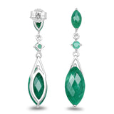 8.52 ct. Dyed Emerald & Emerald .925 Sterling Silver Earrings