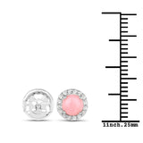 1.36 ct Genuine Pink Opal and White Topaz .925 Sterling Silver Earrings