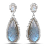 15.34 Carat Genuine Labradorite .925 Sterling Silver Earrings
