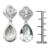 9.14 Carat Genuine Green Amethyst and White Topaz .925 Sterling Silver Earrings