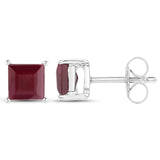 1.30 Carat Genuine Ruby .925 Sterling Silver Earrings