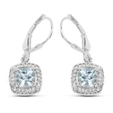 1.84 Carat Genuine Aquamarine & White Topaz .925 Sterling Silver Earrings