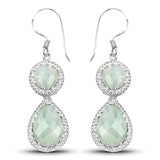 11.82 Carat Genuine Aquamarine .925 Sterling Silver Earrings