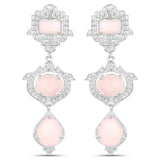 6.97 Carat Genuine Pink Opal and White Topaz .925 Sterling Silver Earrings