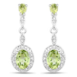 1.98 Carat Genuine Peridot .925 Sterling Silver Earrings