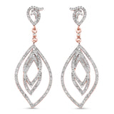 14K Rose Gold Plated 0.92 Carat Genuine White Diamond .925 Sterling Silver Earrings