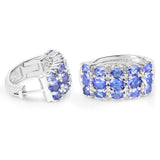 6.94 Carat Genuine Tanzanite and White Diamond .925 Sterling Silver Earrings