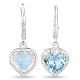 4.00 carat Genuine Blue Topaz .925 Sterling Silver Earrings