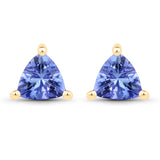 0.64 Carat Genuine Tanzanite 14K Yellow Gold Earrings