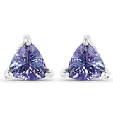 0.64 Carat Genuine Tanzanite .925 Sterling Silver Earrings
