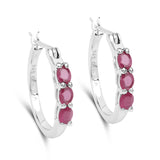 1.32 Carat Genuine Glass Filled Ruby .925 Sterling Silver Earrings