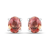 0.76 Carat Genuine Orange Sapphire .925 Sterling Silver Earrings