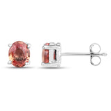 0.76 Carat Genuine Orange Sapphire .925 Sterling Silver Earrings