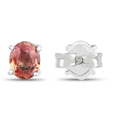 0.76 Carat Genuine Orange Sapphire .925 Sterling Silver Earrings