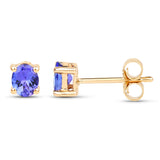 0.70 Carat Genuine Tanzanite 14K Yellow Gold Earrings