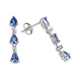 1.72 Carat Genuine Tanzanite & White Diamond .925 Sterling Silver Earrings