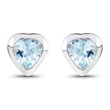 0.66 Carat Genuine Aquamarine .925 Sterling Silver Earrings
