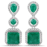 7.85 Carat Dyed Emerald .925 Sterling Silver Earrings