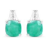 3.20 Carat Genuine Emerald Sterling Silver Earrings