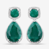 26.00 Carat Dyed Emerald .925 Sterling Silver Earrings