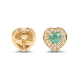 0.60 Carat Genuine Zambian Emerald and White Diamond 14K Yellow Gold Earrings
