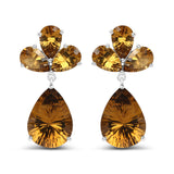 18.70 Carat Genuine Champagne Quartz .925 Sterling Silver Earrings