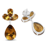 18.70 Carat Genuine Champagne Quartz .925 Sterling Silver Earrings