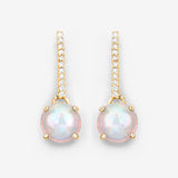 1.06 Carat Genuine Ethiopian Opal and White Diamond 14K Yellow Gold Earrings