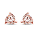0.81 Carat Genuine Morganite and White Diamond 14K Rose Gold Earrings