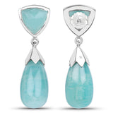 32.20 Carat Genuine Amazonite .925 Sterling Silver Earrings