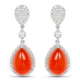 11.70 Carat Genuine Carnelian And White Topaz .925 Sterling Silver Earrings