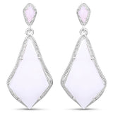 14.40 Carat Genuine Pink Opal .925 Sterling Silver Earrings