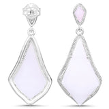 14.40 Carat Genuine Pink Opal .925 Sterling Silver Earrings