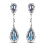 25.33 Carat Genuine Labradorite and White Topaz .925 Sterling Silver Earrings