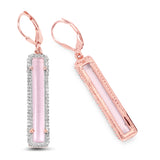 14K Rose Gold Plated 8.61 Carat Genuine Rose Quartz and White Topaz .925 Sterling Silver Earrings
