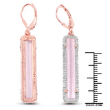 14K Rose Gold Plated 8.61 Carat Genuine Rose Quartz and White Topaz .925 Sterling Silver Earrings