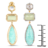 18K Yellow Gold Plated 27.50 Carat Genuine Multi Stone .925 Sterling Silver Earrings