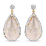 14K Yellow Gold Plated 35.15 Carat Genuine Golden Rutile & White Topaz .925 Sterling Silver Earrings