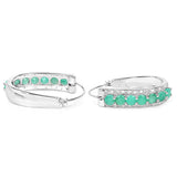 1.62 Carat Genuine Emerald and White Zircon .925 Sterling Silver Earrings
