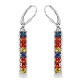 0.80 Carat Blue Sapphire Earrings with 2.40 ct.. t.w. Multi-Gems in Sterling Silver