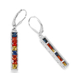 0.80 Carat Blue Sapphire Earrings with 2.40 ct.. t.w. Multi-Gems in Sterling Silver