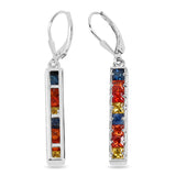 0.80 Carat Blue Sapphire Earrings with 2.40 ct.. t.w. Multi-Gems in Sterling Silver