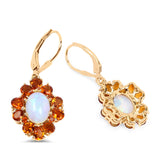 14K Yellow Gold Plate 5.42 Carat Genuine Ethiopian Opal Citrine & White Topaz .925 Silver Earring