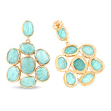 14K Yellow Gold Plated 25.73 Carat Genuine Amazonite .925 Sterling Silver Earrings