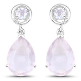 6.80 Carat Genuine Rose Quartz .925 Sterling Silver Earrings