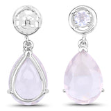 6.80 Carat Genuine Rose Quartz .925 Sterling Silver Earrings