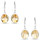 9.60 Carat Genuine Citrine .925 Sterling Silver Earrings
