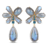 14K Yellow Gold Plate 47.85 Carat Genuine Labradorite London Blue White Topaz .925 Silver Earring