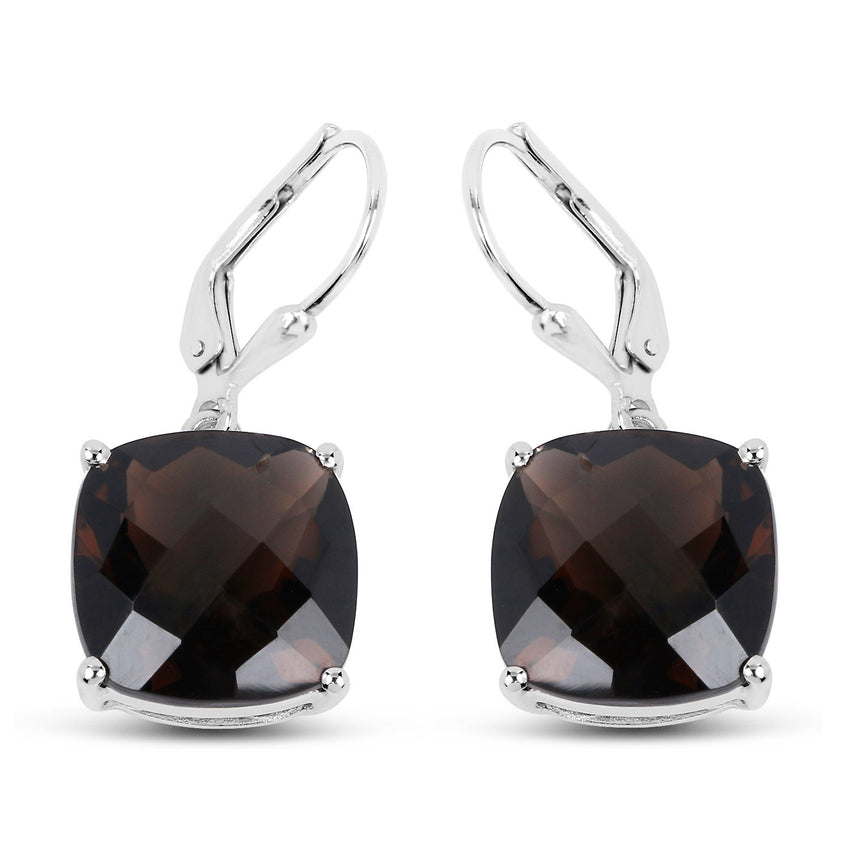 15.00 Carat Genuine Smoky Quartz .925 Sterling Silver Earrings