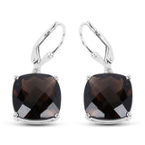 15.00 Carat Genuine Smoky Quartz .925 Sterling Silver Earrings